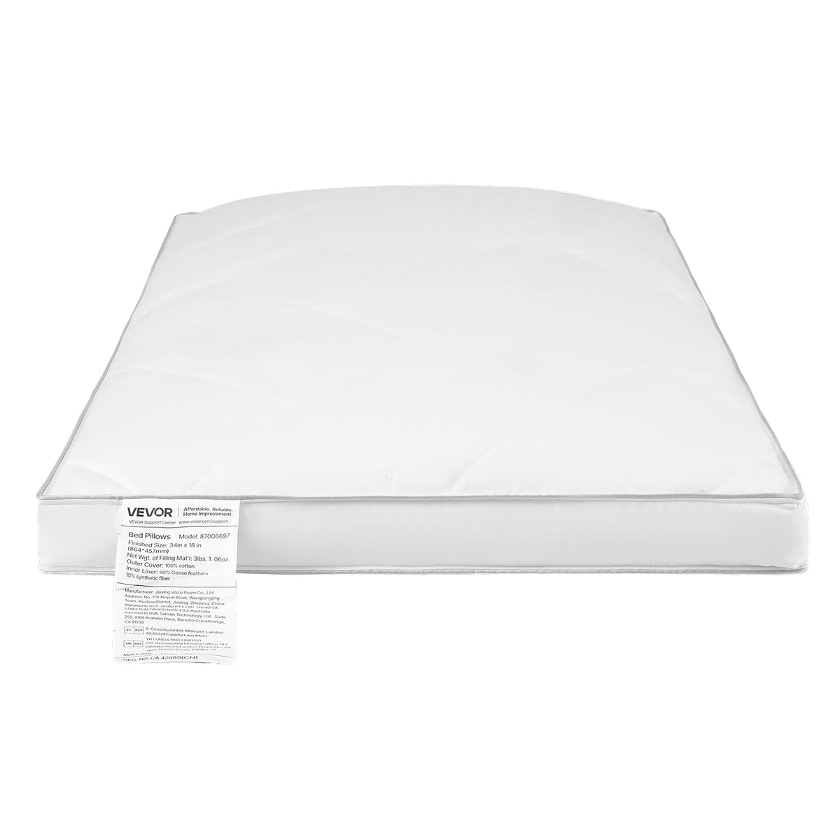 Queen Size White Set of 2 Bed Pillows J96102