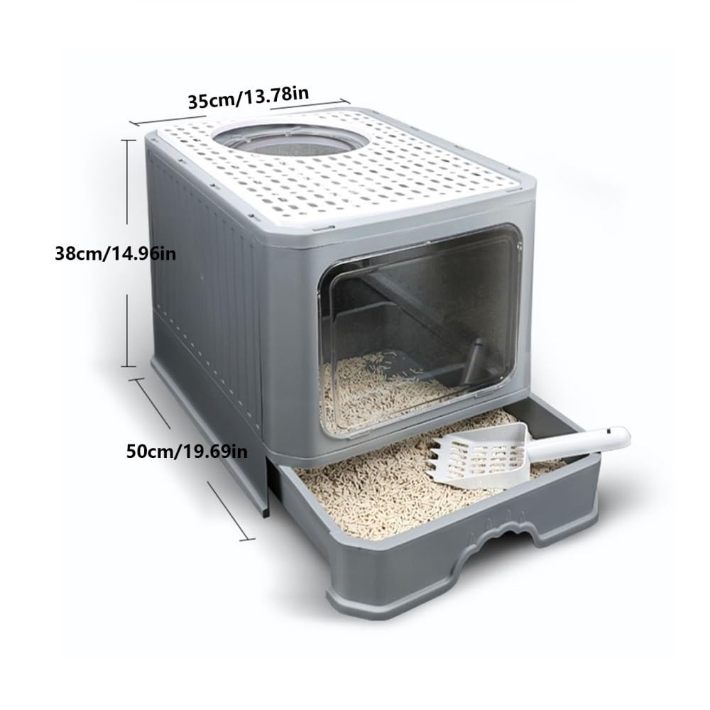 Foldable Enclosed Cat Litter Box with Lid L805926