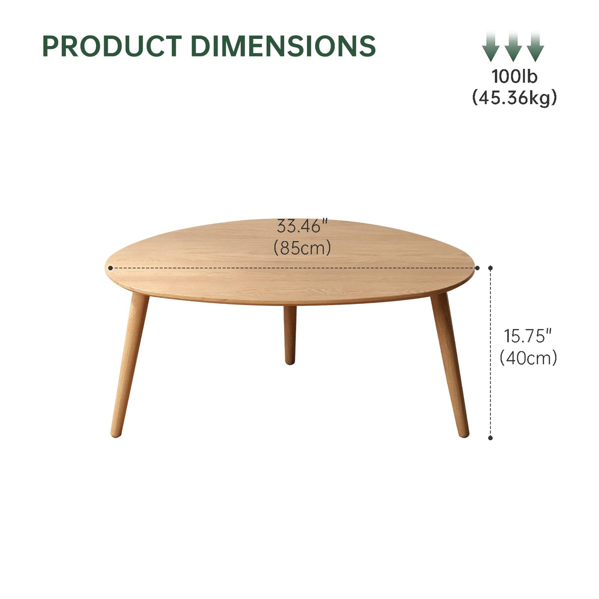 Oval Solid Oak Wood Coffee Table V73892