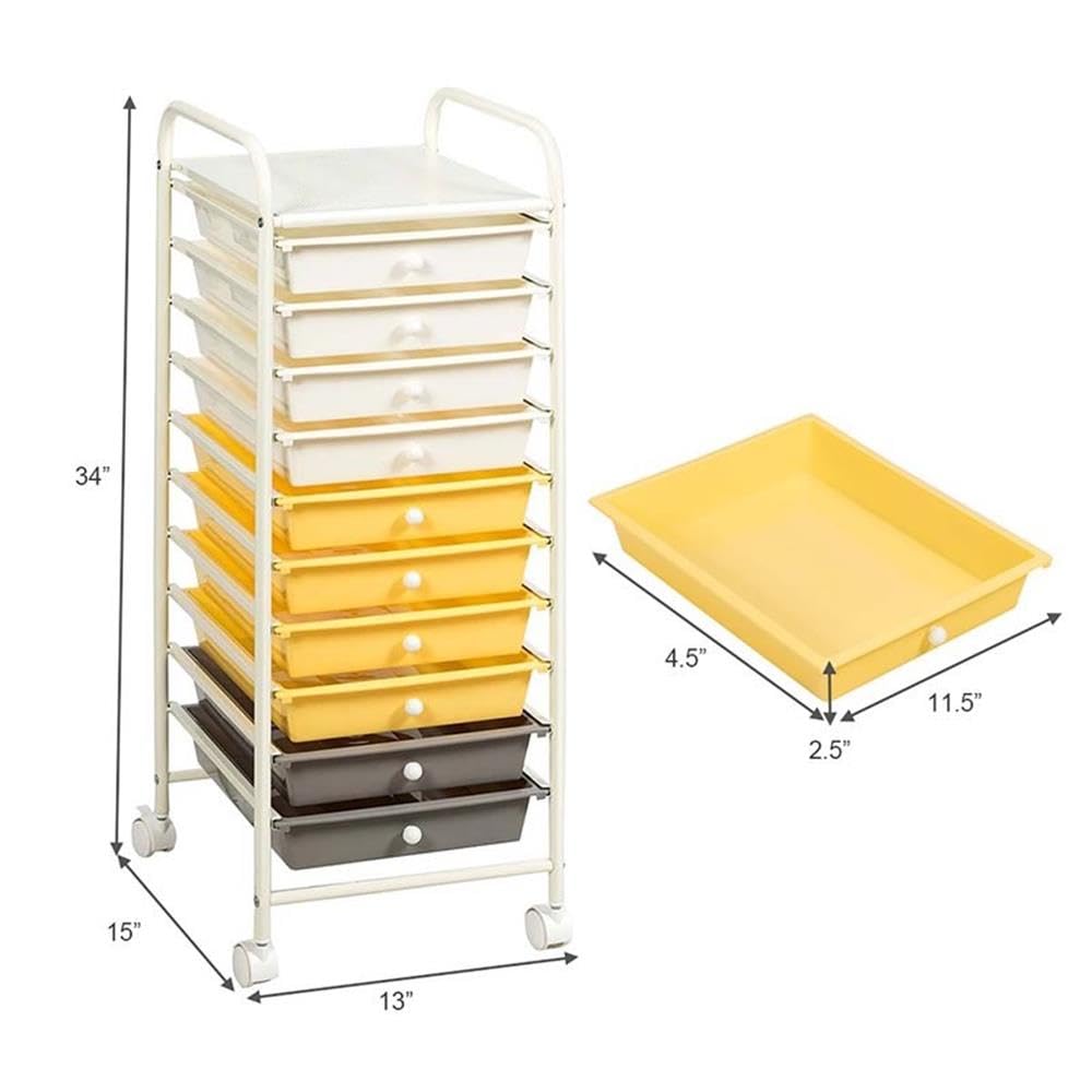 Rolling Storage Cart with 10 Drawers H75993