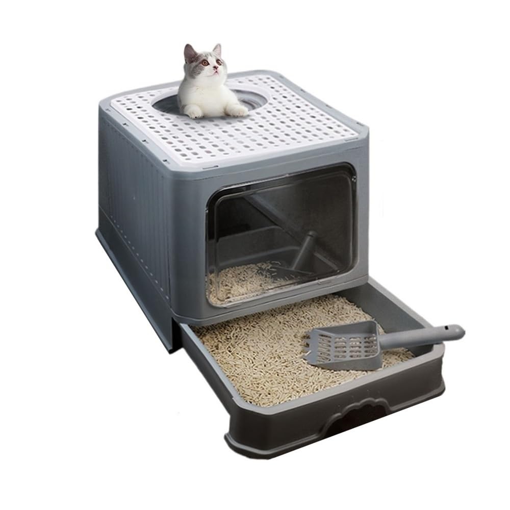 Foldable Enclosed Cat Litter Box with Lid L805926