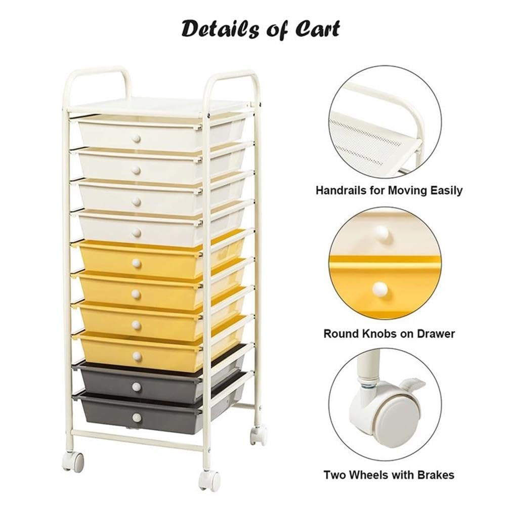 Rolling Storage Cart with 10 Drawers H75993