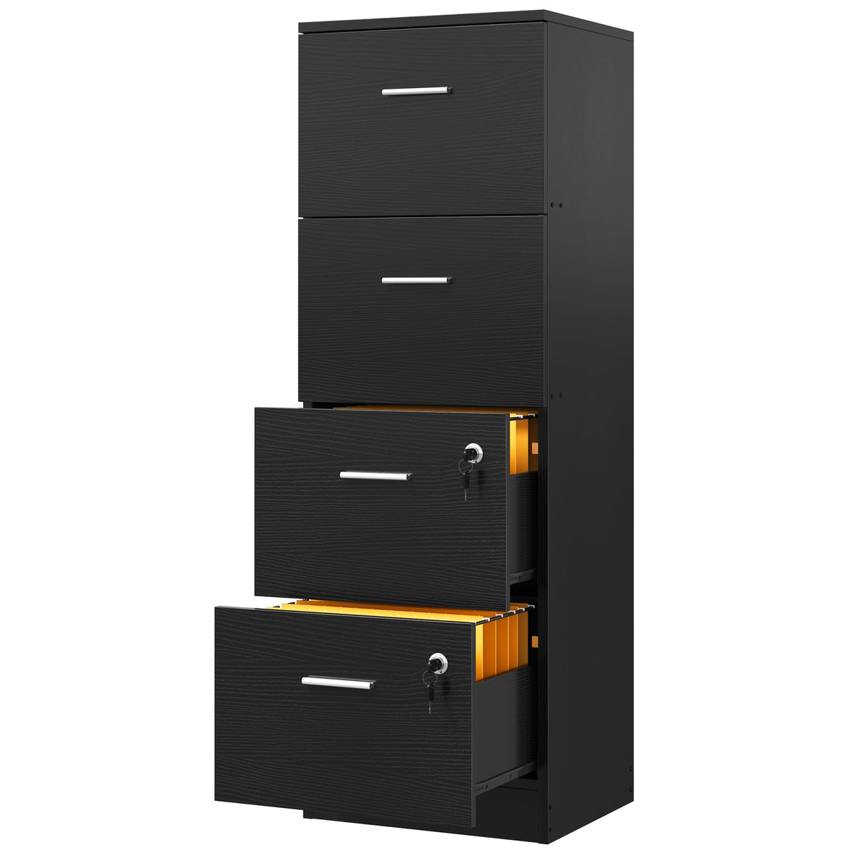 Black 4-Drawer File Cabinet with Lock V5480