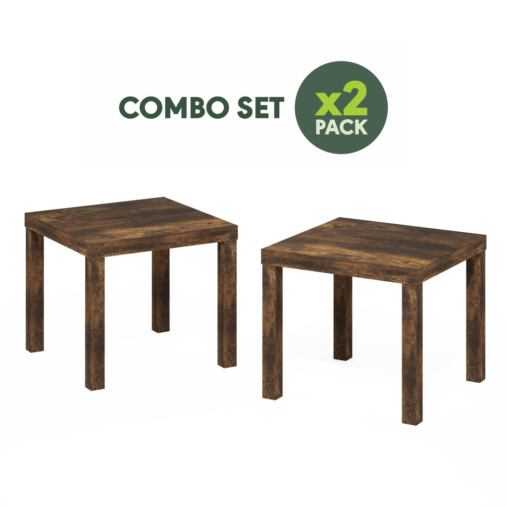 Rustic Brown Square Side Table Set of 2 W602