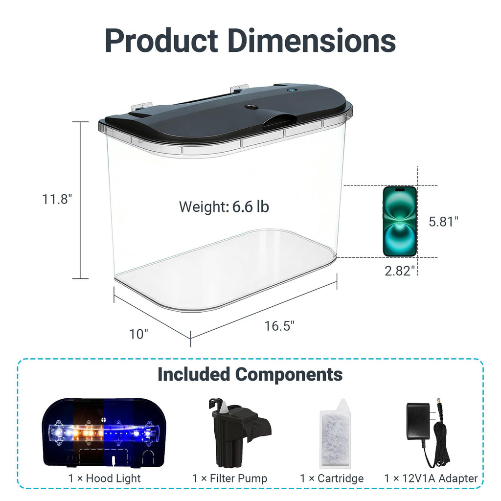 5-Gallon Aquarium Kit with LED Lighting and Power Filter D7591
