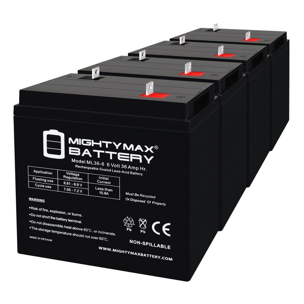 6 Volt 36 AH Rechargeable SLA AGM Battery 4 Pack Z3850