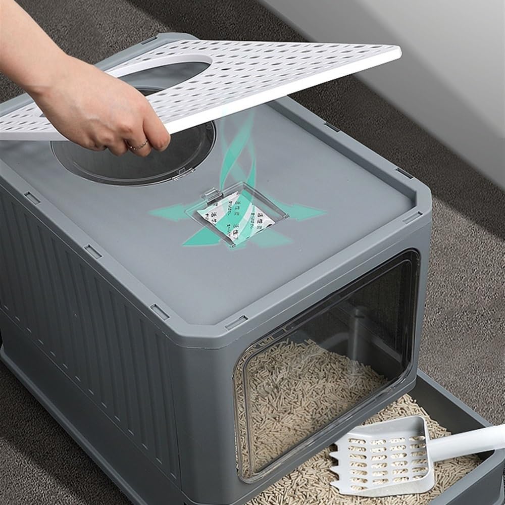 Foldable Enclosed Cat Litter Box with Lid L805926