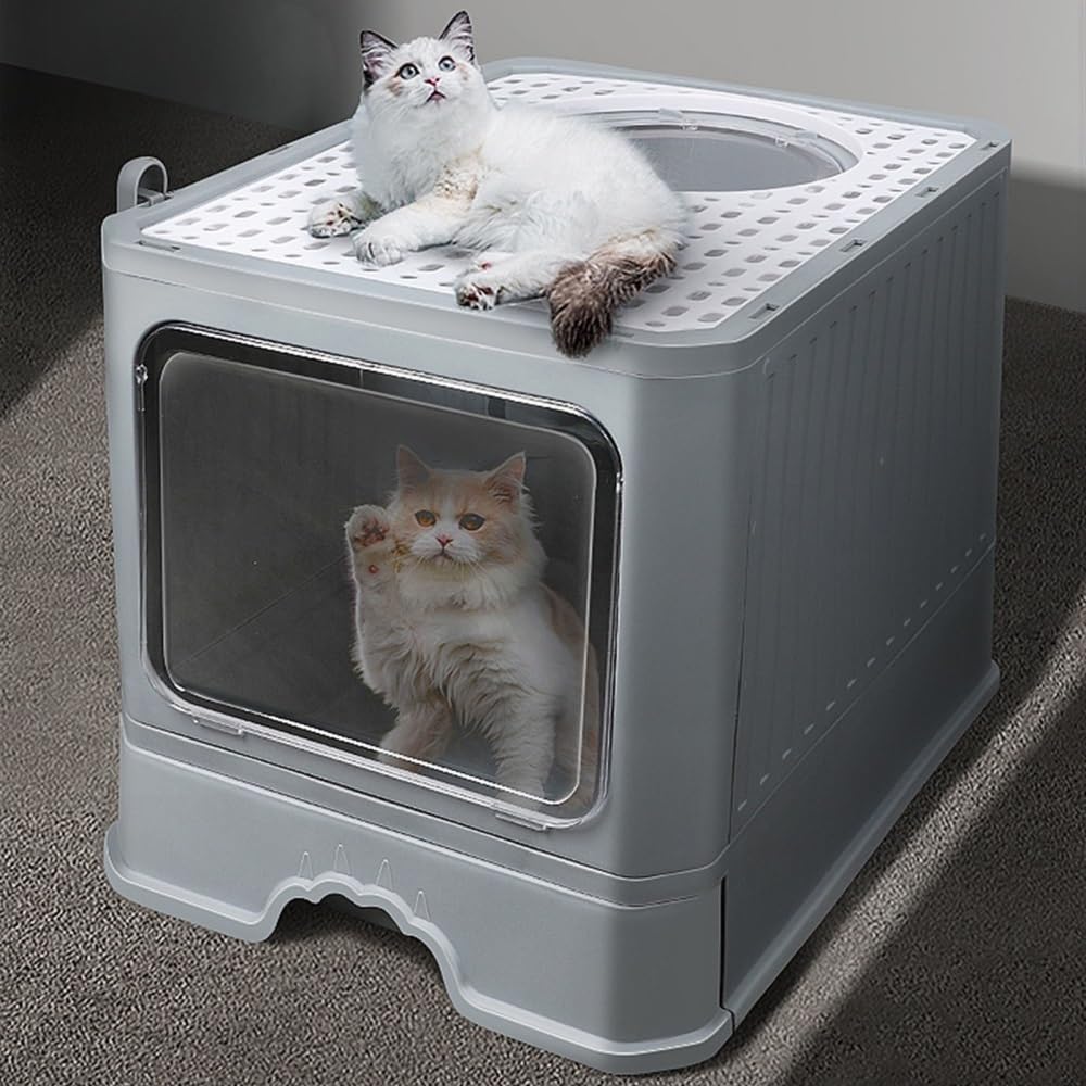 Foldable Enclosed Cat Litter Box with Lid L805926