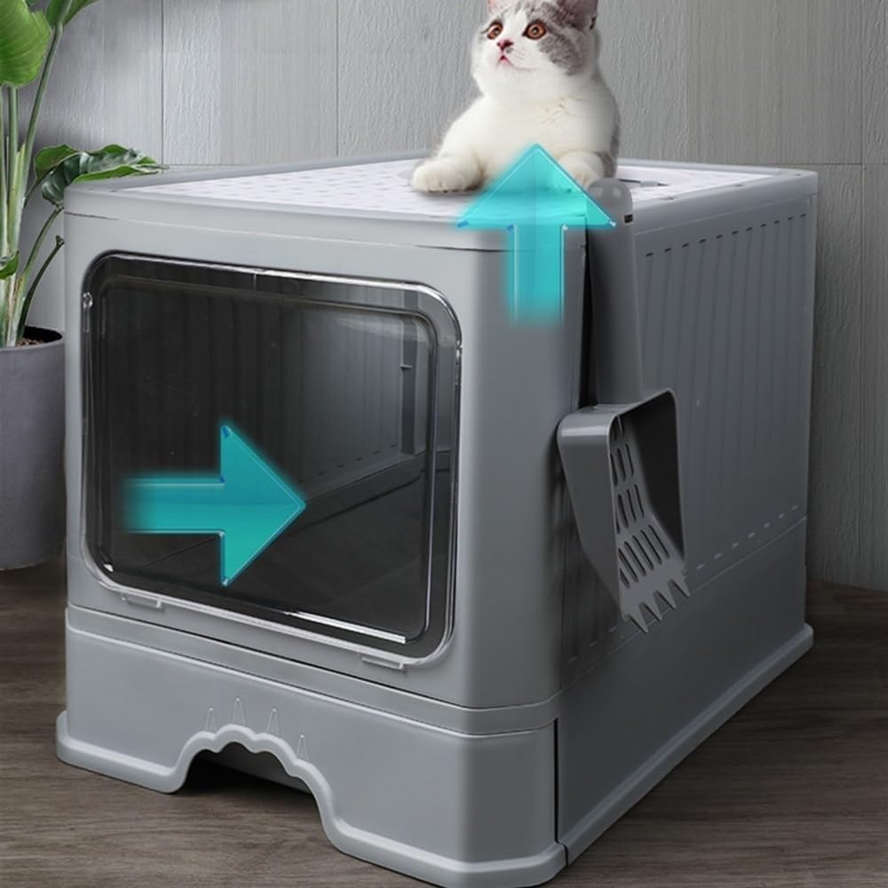 Foldable Enclosed Cat Litter Box with Lid L805926