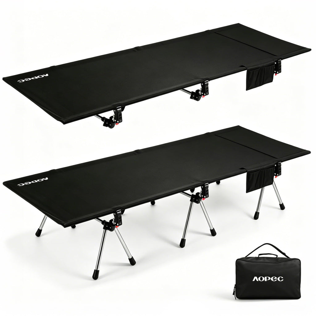 Height Adjustable Black Camping Cot S137070