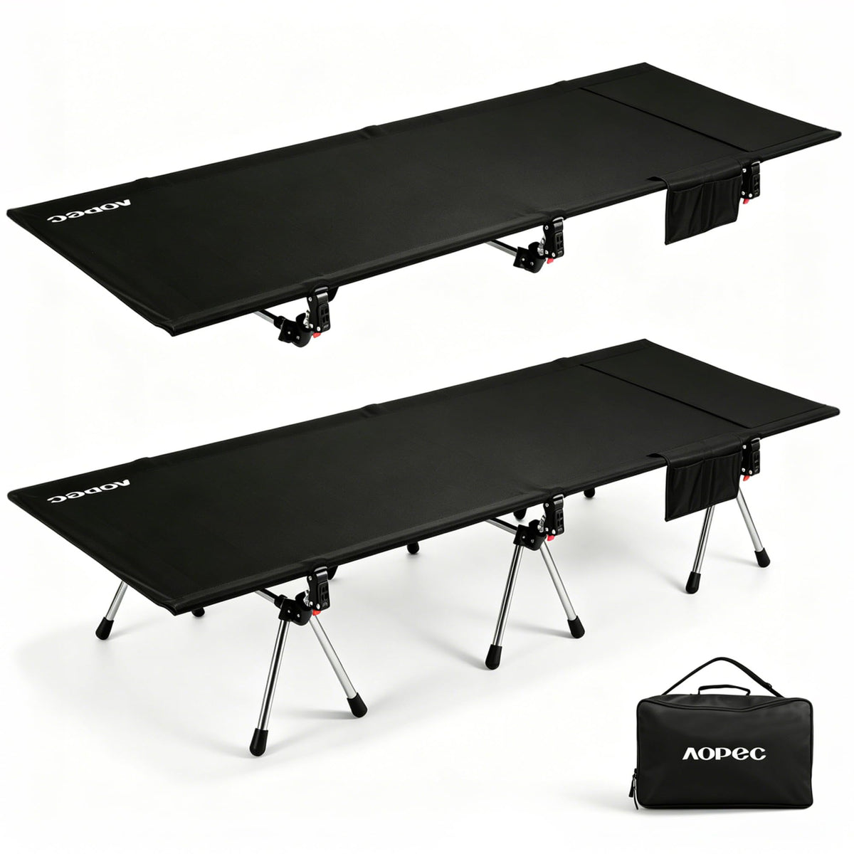 Height Adjustable Black Camping Cot S137070