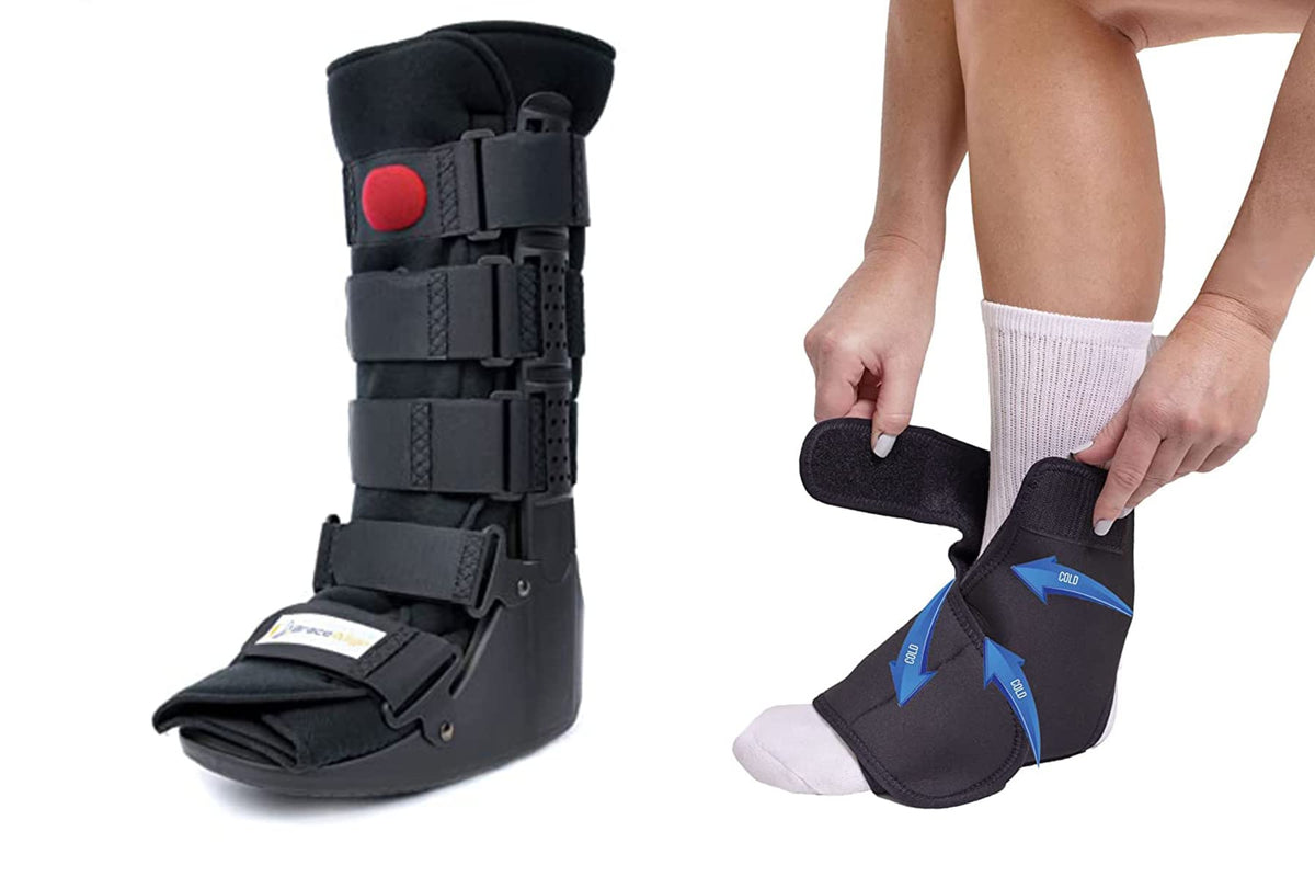 Tall CAM Walker Boot + Ankle & Foot Ice Pack Cold Wrap A210454