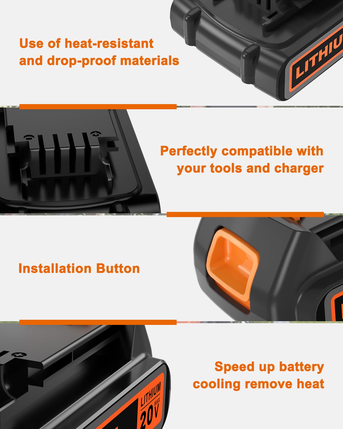 20 Volt MAX 2.0Ah Lithium Ion Replacement Battery I372626