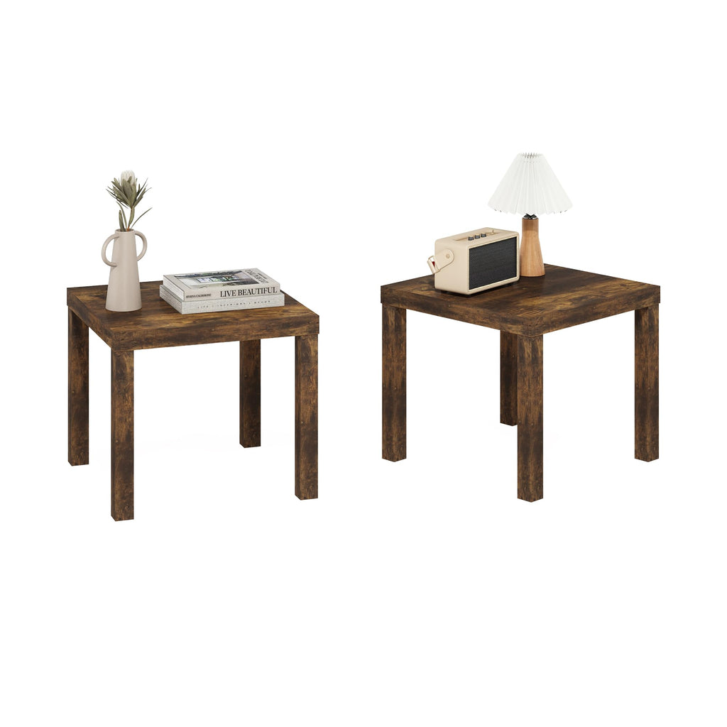 Rustic Brown Square Side Table Set of 2 W602