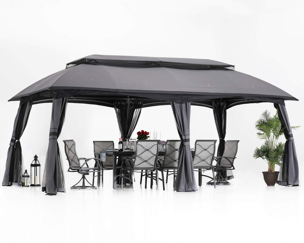 10x20 Outdoor Gazebo with Mosquito Netting and Double Roof S7794