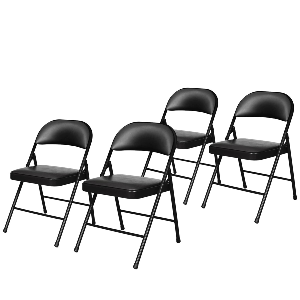 Black Vinyl Padded Steel Folding Chairs 4-Pack P491