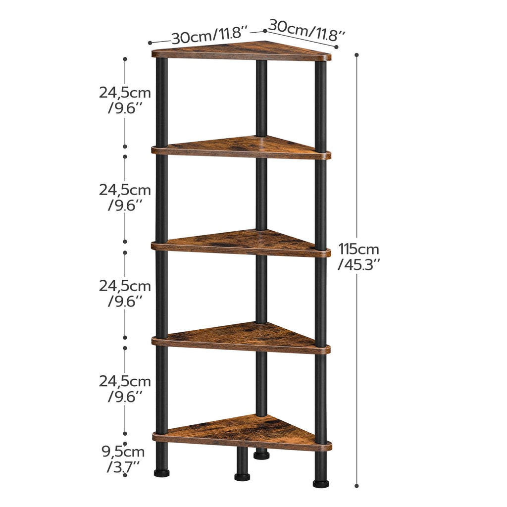 5-Tier Corner Bookshelf with Metal Frame A255
