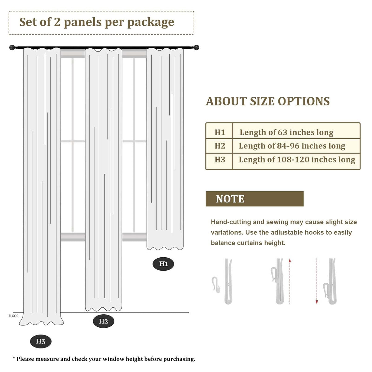 Extra Wide Pinch Pleated Curtains 90 Inches Long 2 Panels Set N857