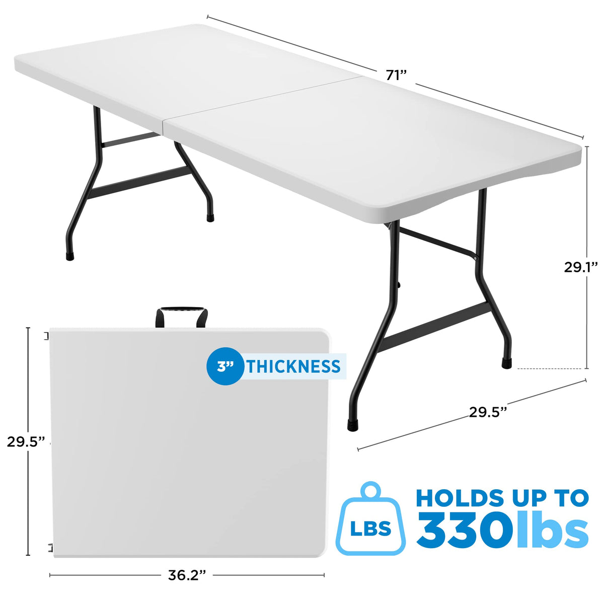 White Plastic Folding Table G4228