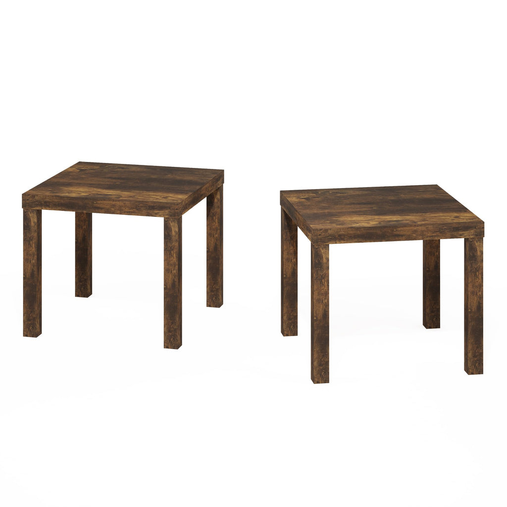 Rustic Brown Square Side Table Set of 2 W602