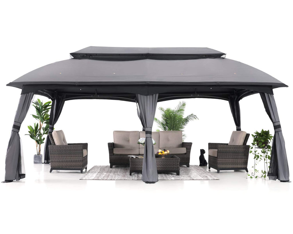 10x20 Outdoor Gazebo with Mosquito Netting and Double Roof S7794