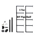 Industrial Wall Mount Iron Pipe Shelf 2Pcs 5 Tier Y667379