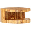 Solid Sheesham Wood Round Coffee Table with Storage Shelf I167153