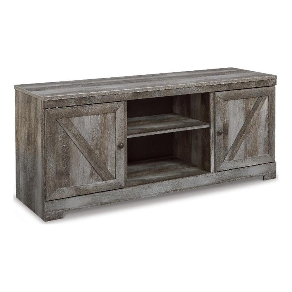 63 in Rustic Gray Engineered Wood TV Stand D32672