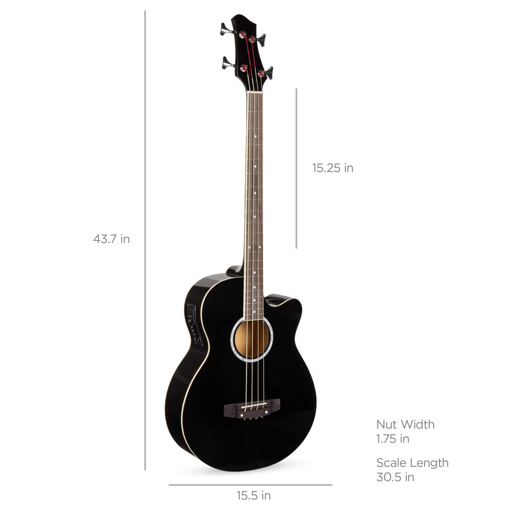 Full Size 4 String Black Acoustic Electric Bass Guitar C30259