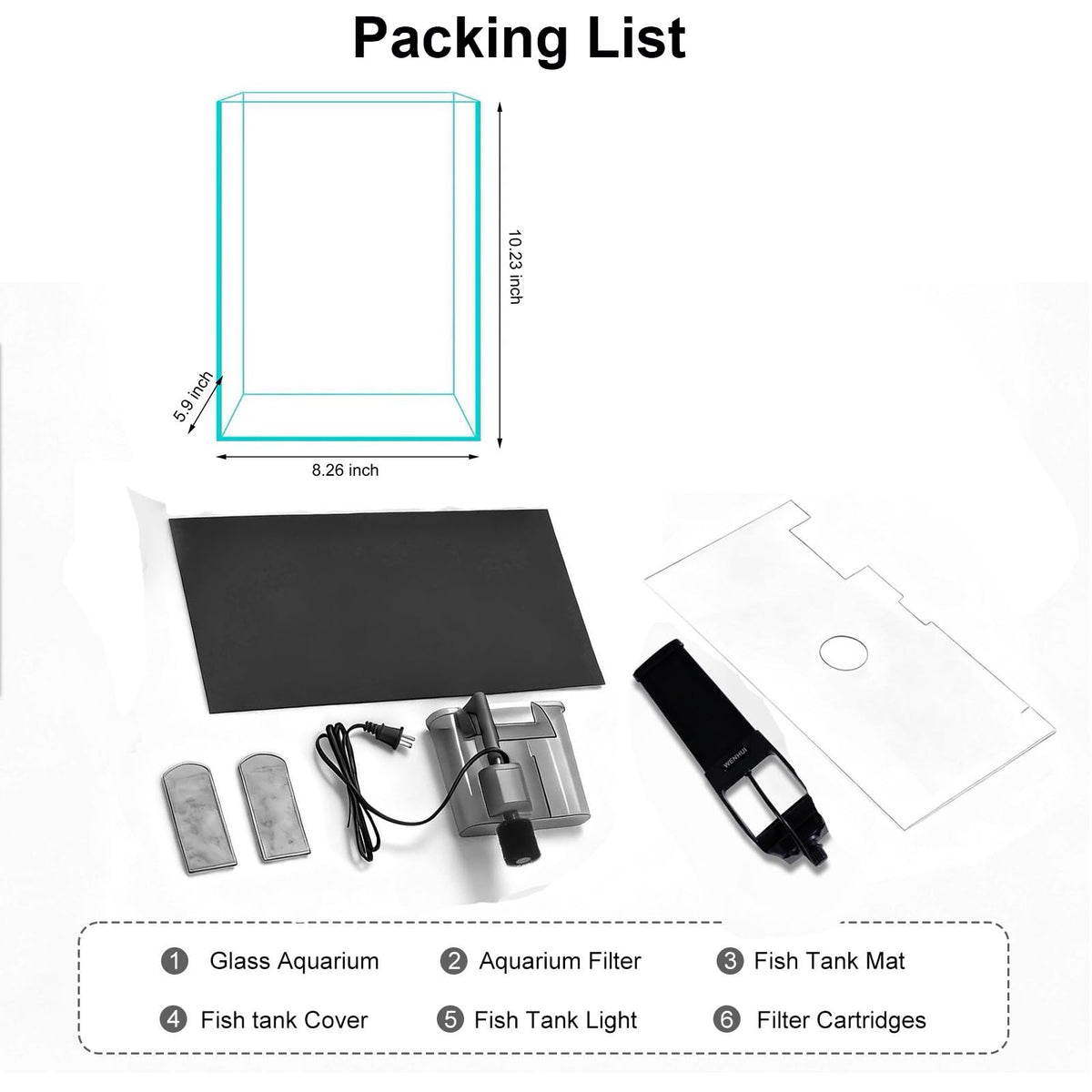 2 Gallon Betta Fish Tank with Filter and Light N7702