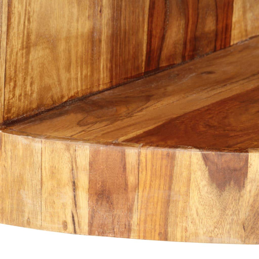 Solid Sheesham Wood Round Coffee Table with Storage Shelf I167153