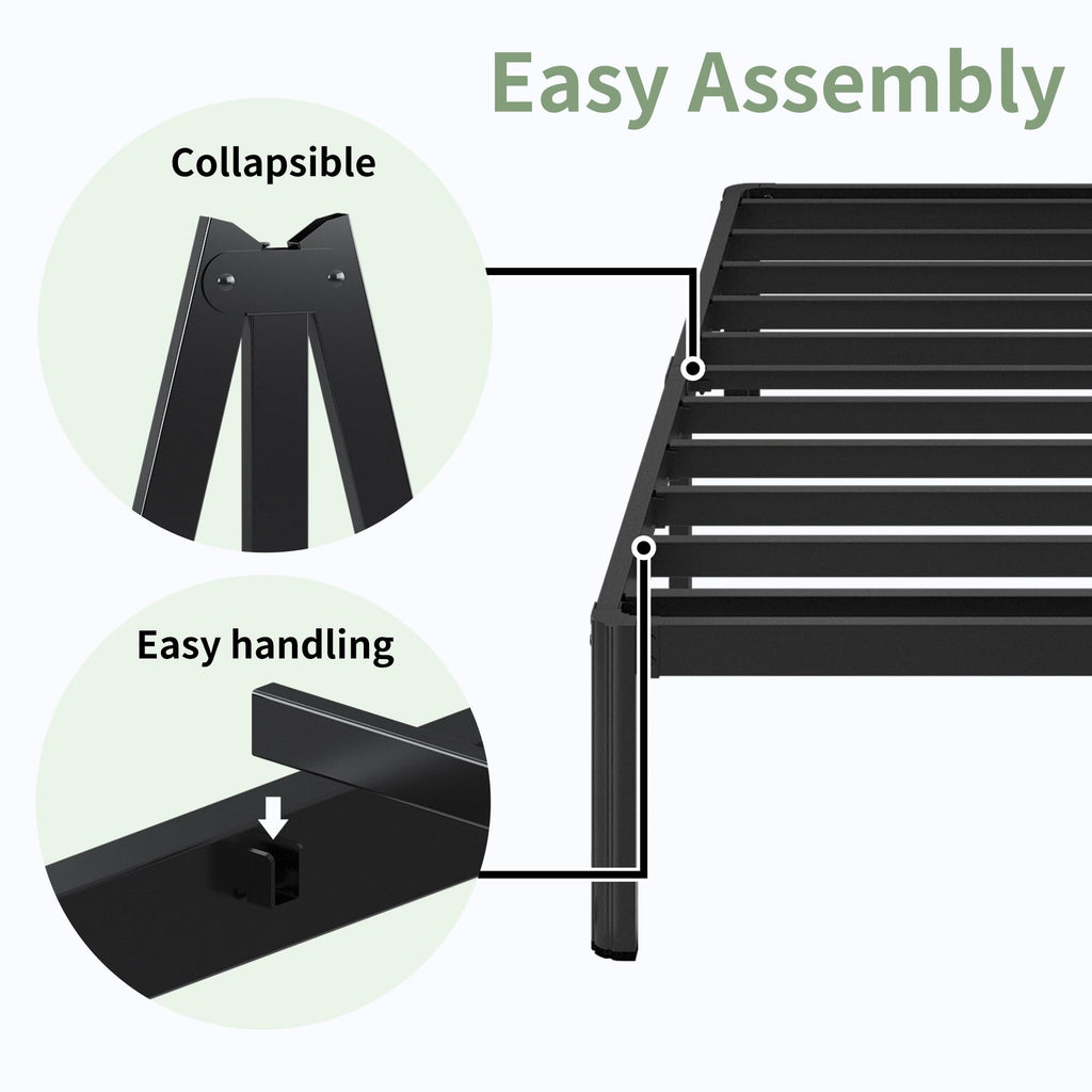 Black 7 Inch Queen Metal Platform Bed Frame N8533