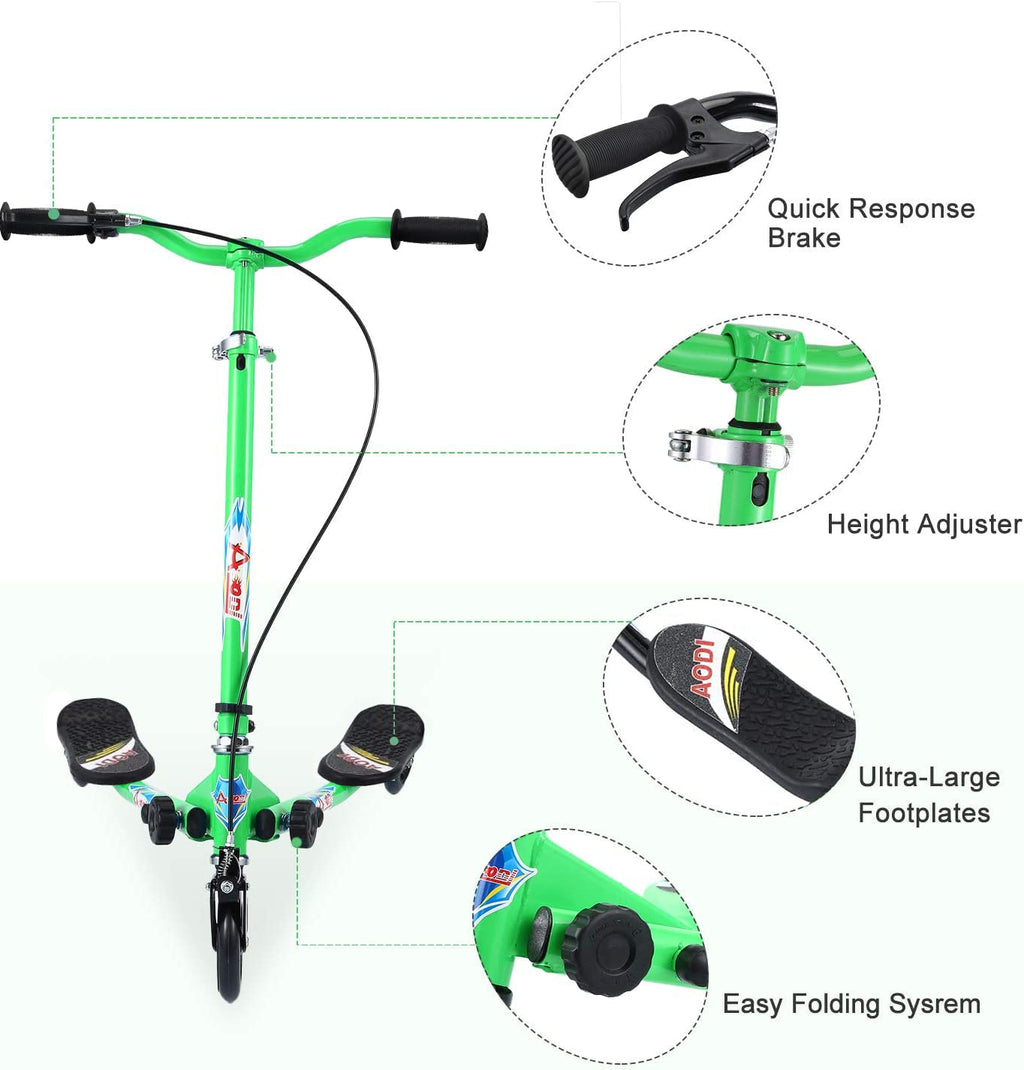 3 Wheels Foldable Swing Scooter with Adjustable Handlebar N326