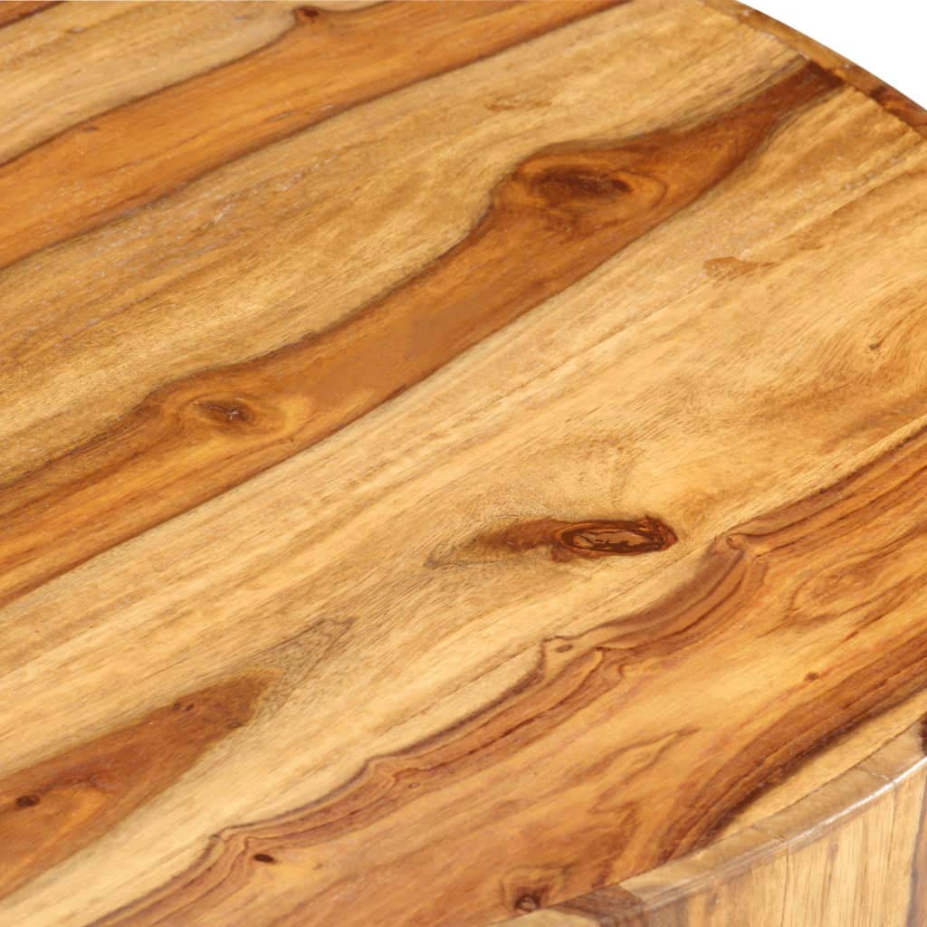 Solid Sheesham Wood Round Coffee Table with Storage Shelf I167153