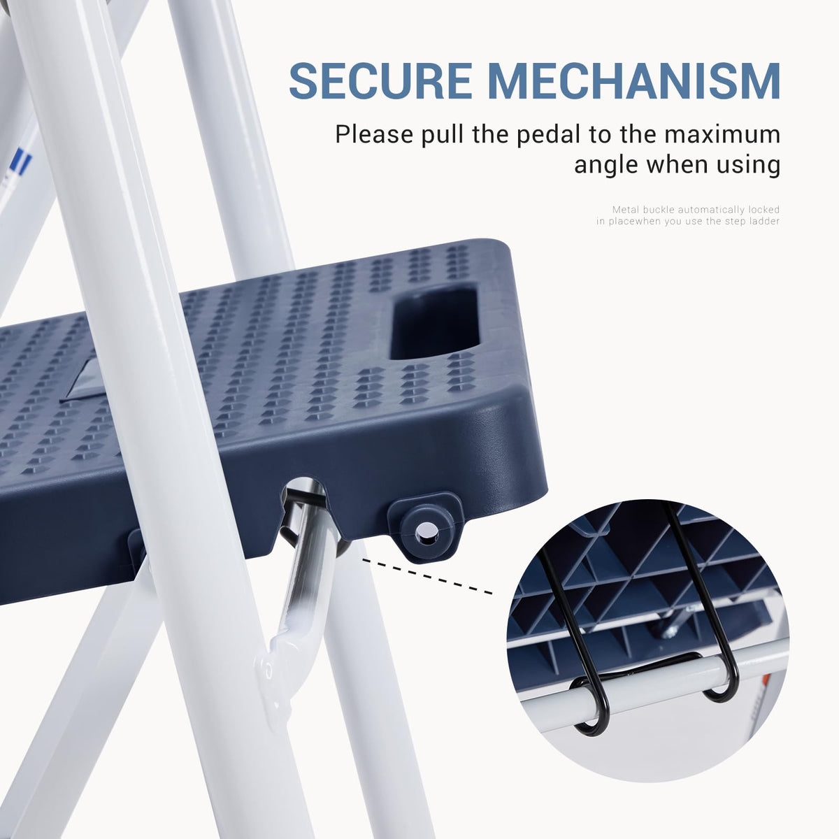 3 Step Ladder with Anti-Slip Pedal and Handrail, 500lbs Blue R8019