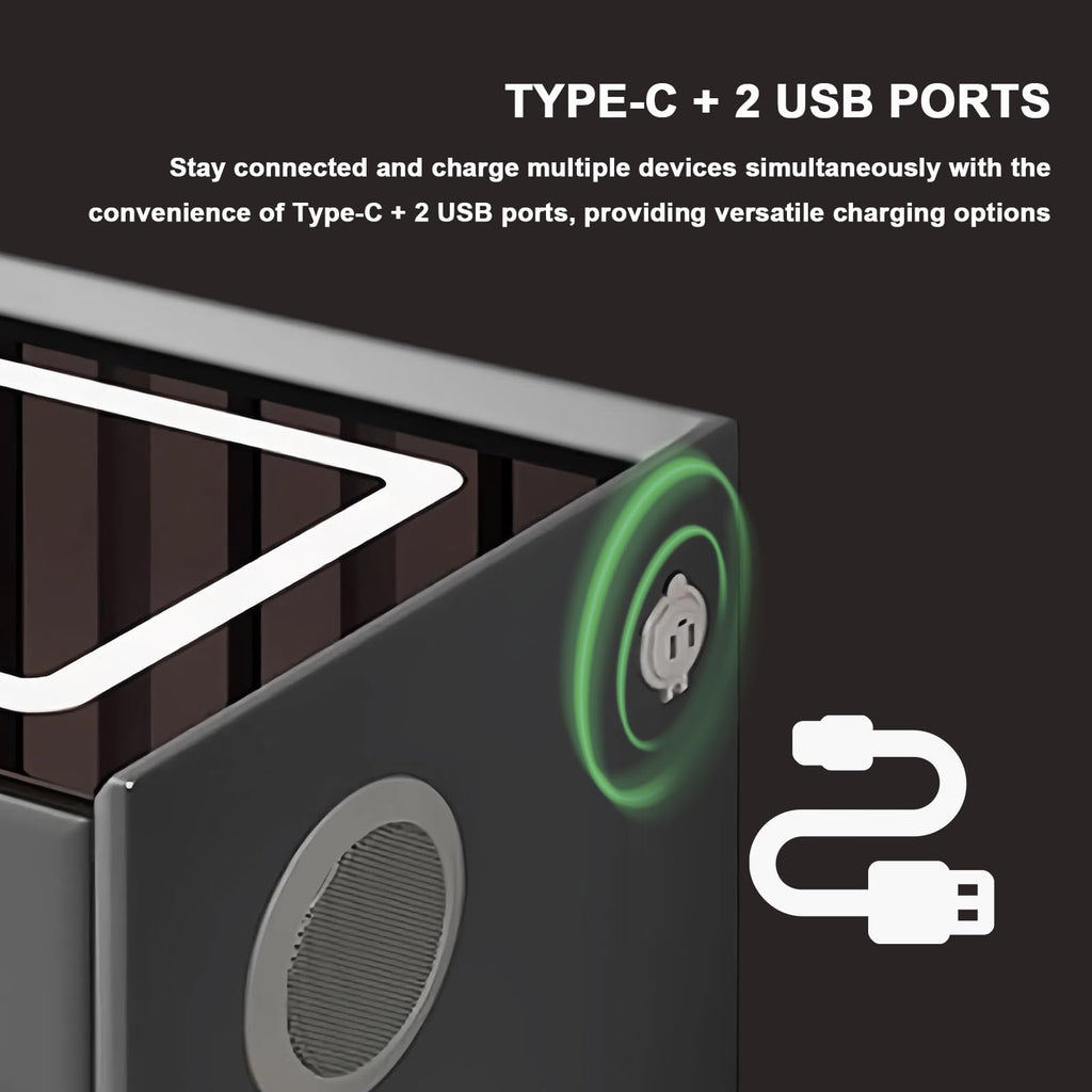 White 3 Drawer LED Nightstand with Wireless Charging V96346