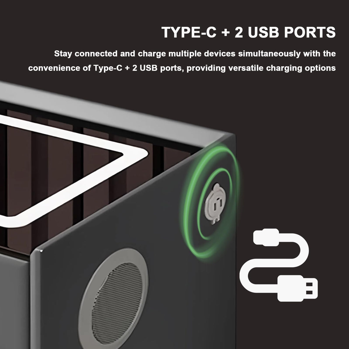 White 3 Drawer LED Nightstand with Wireless Charging V96346