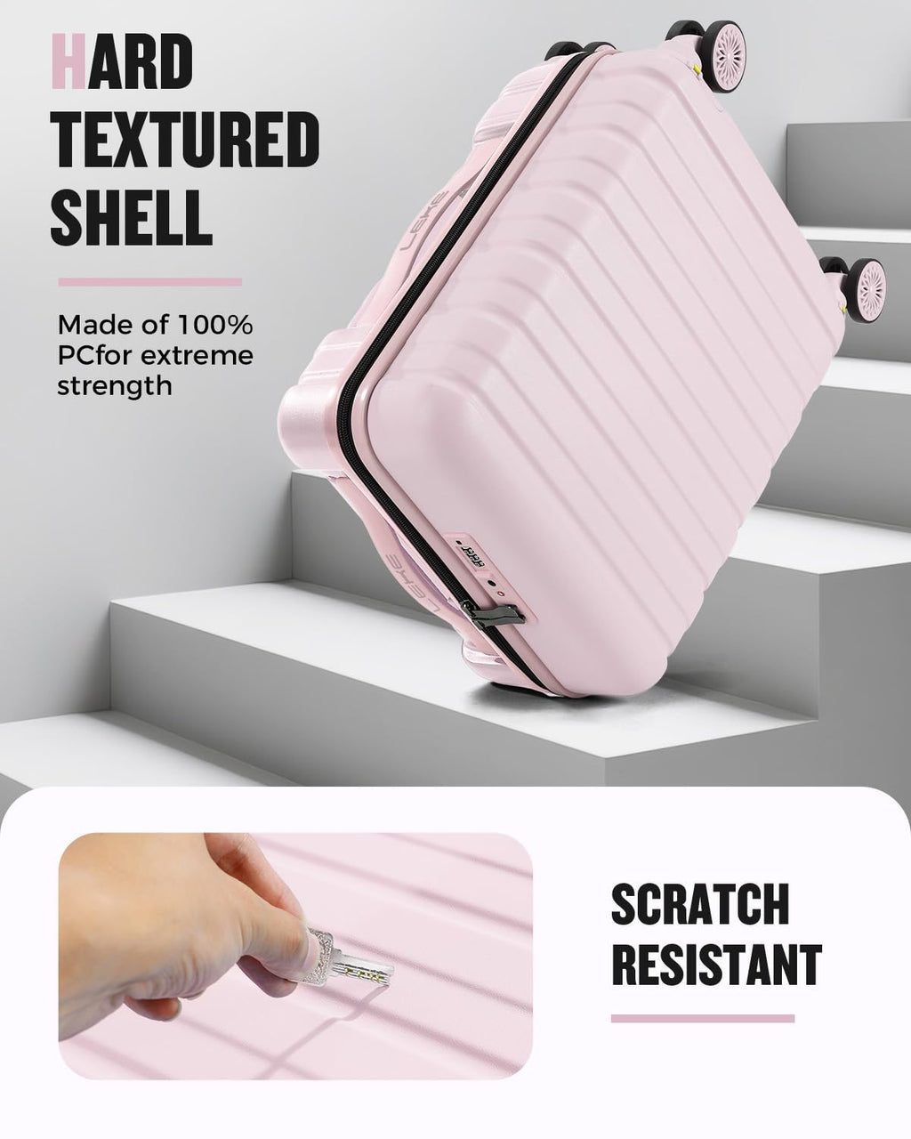 16 Inch Underseat Carry On Luggage Light Pink I73692