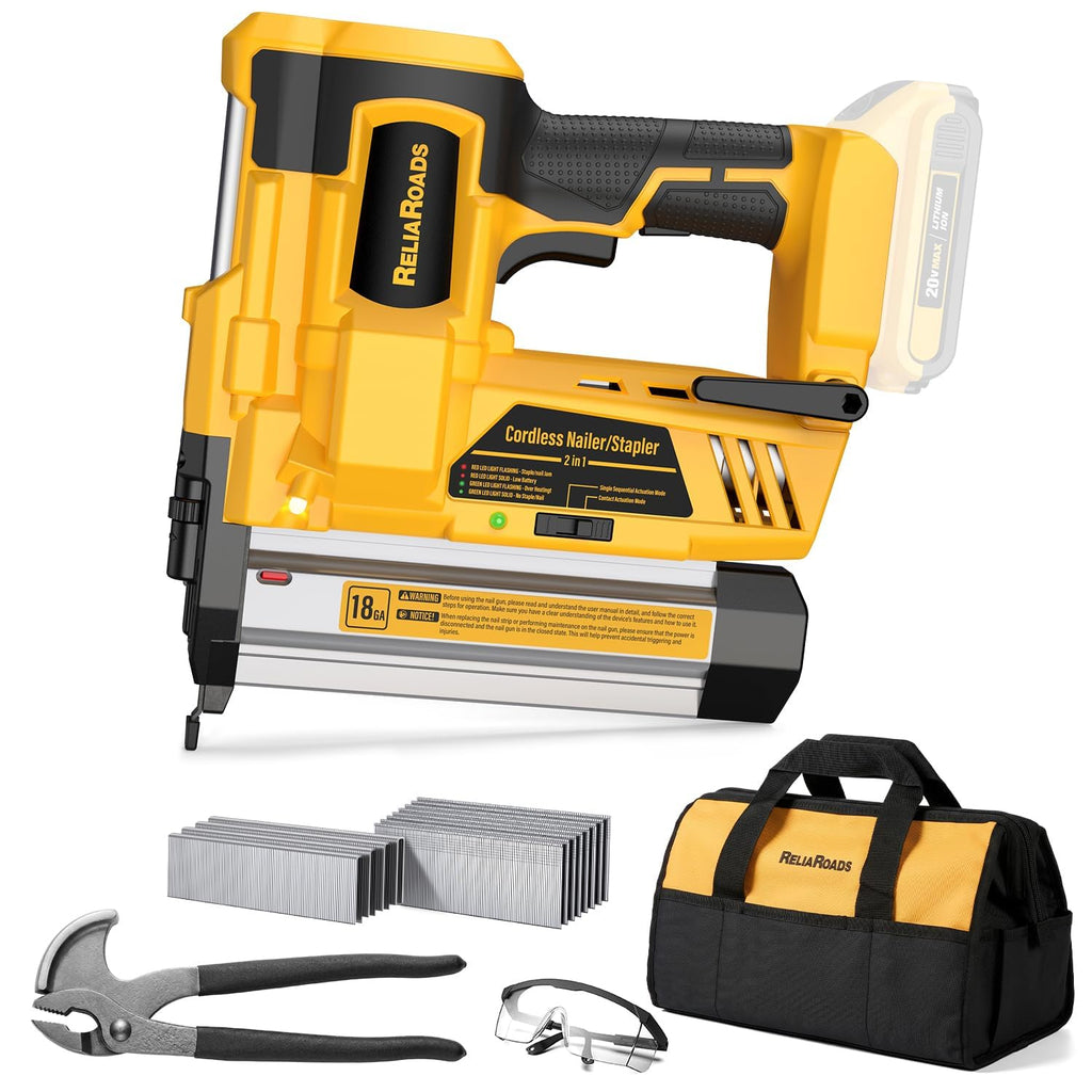 2" Cordless Brad Nailer 18GA Battery Powered Nail Gun with Toolbag F150881