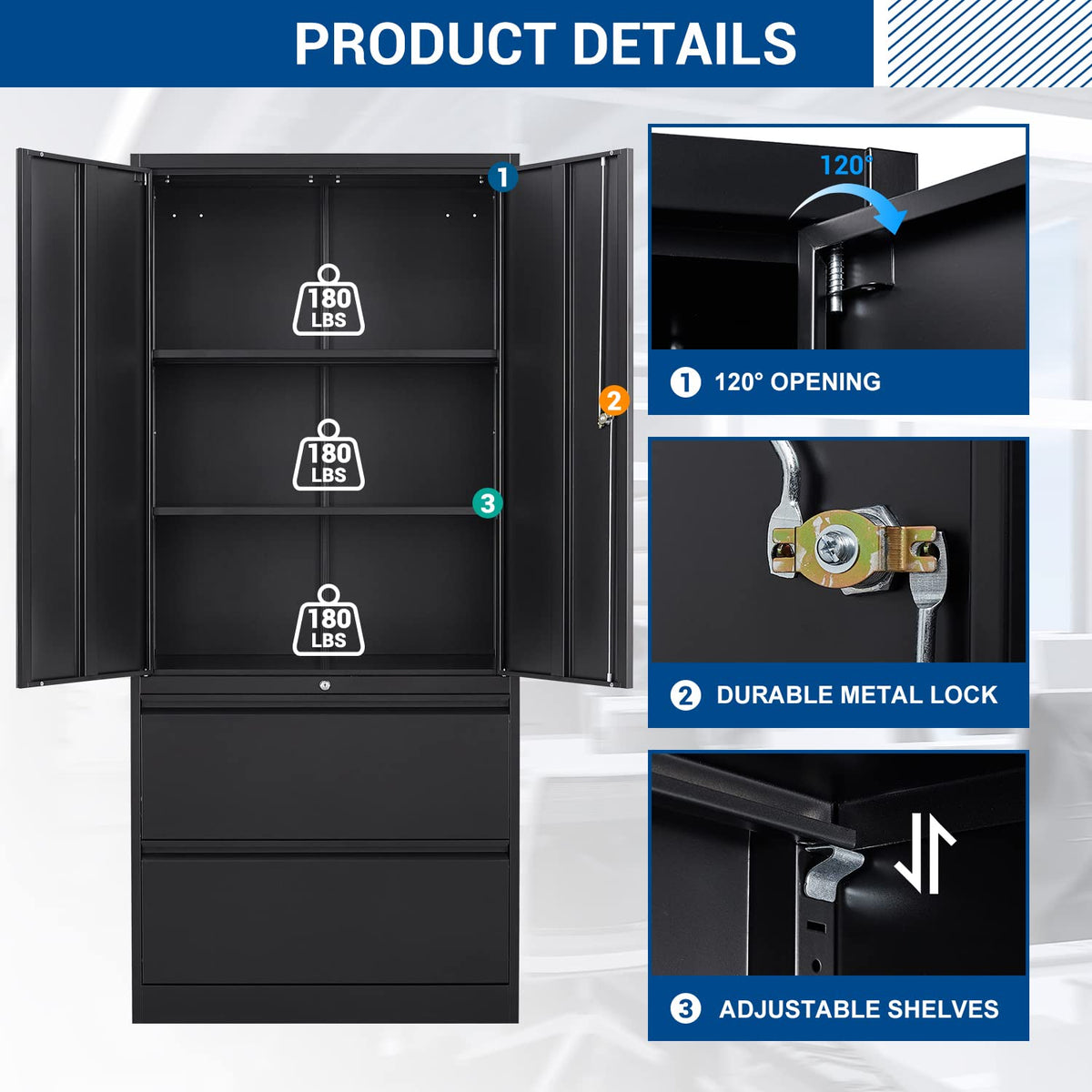 Metal Cabinets with Lockable Drawers and Doors O703
