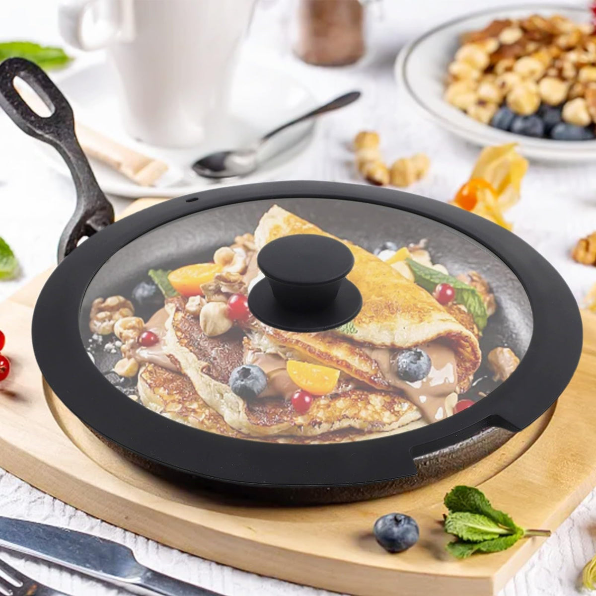 Silicone Pot Lid With Tempered Glass F331516