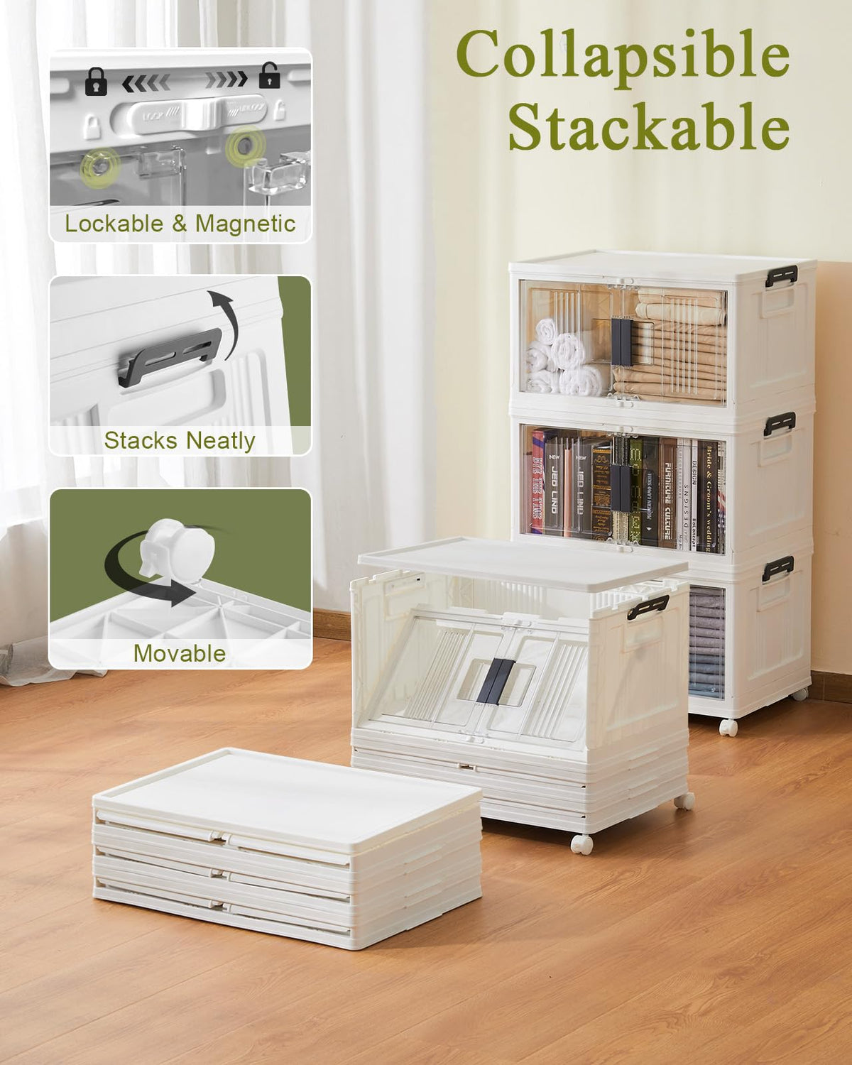 48QT Storage Bins with Lids, 4 Pack V79735