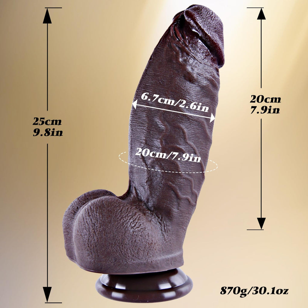 10 Inch Realistic Black Silicone Dildo with Suction Cup Q5475