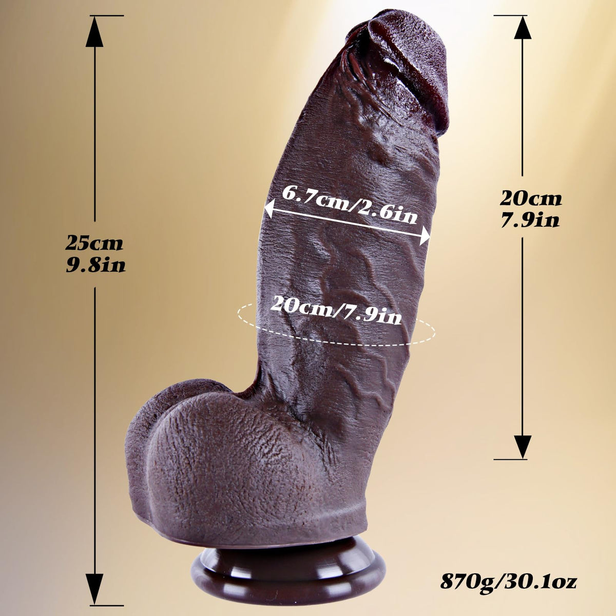 10 Inch Realistic Black Silicone Dildo with Suction Cup Q5475