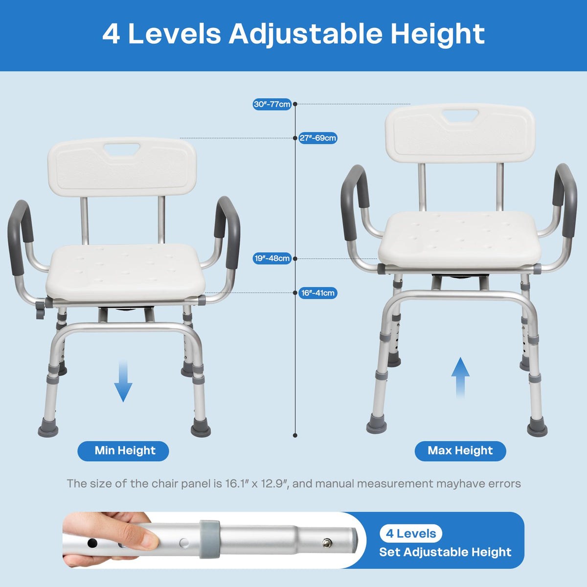 Swivel Shower Chair with Arms and Backrest D49197