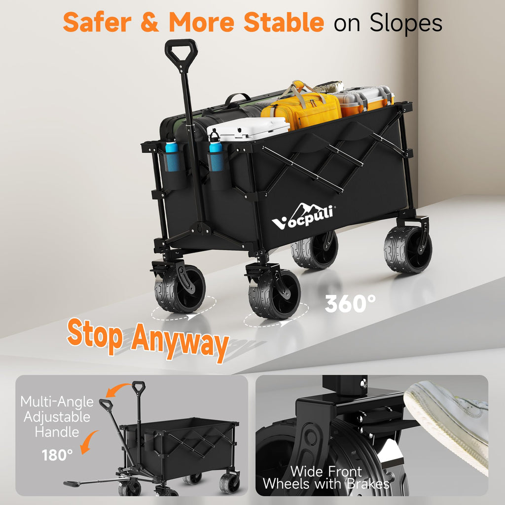 40" Black Collapsible Wagon Cart 500lbs 250L F764209