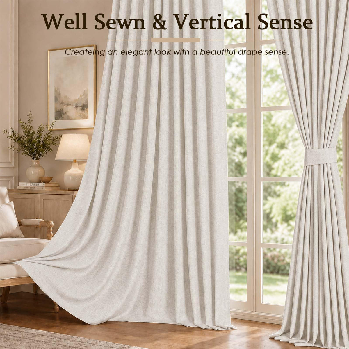 Extra Wide Pinch Pleated Curtains 90 Inches Long 2 Panels Set N857