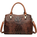 Crocodile Leather Satchel Handbag with Shoulder Strap Y198548