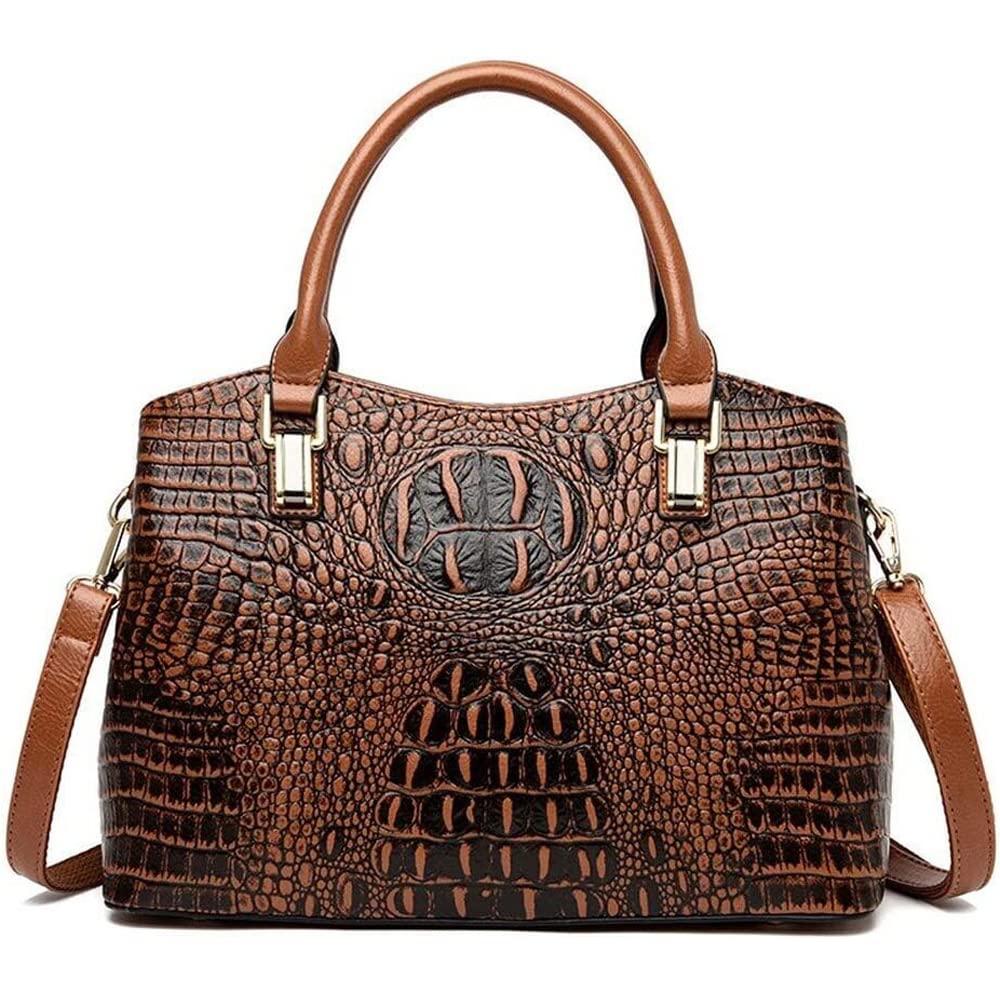 Crocodile Leather Satchel Handbag with Shoulder Strap Y198548