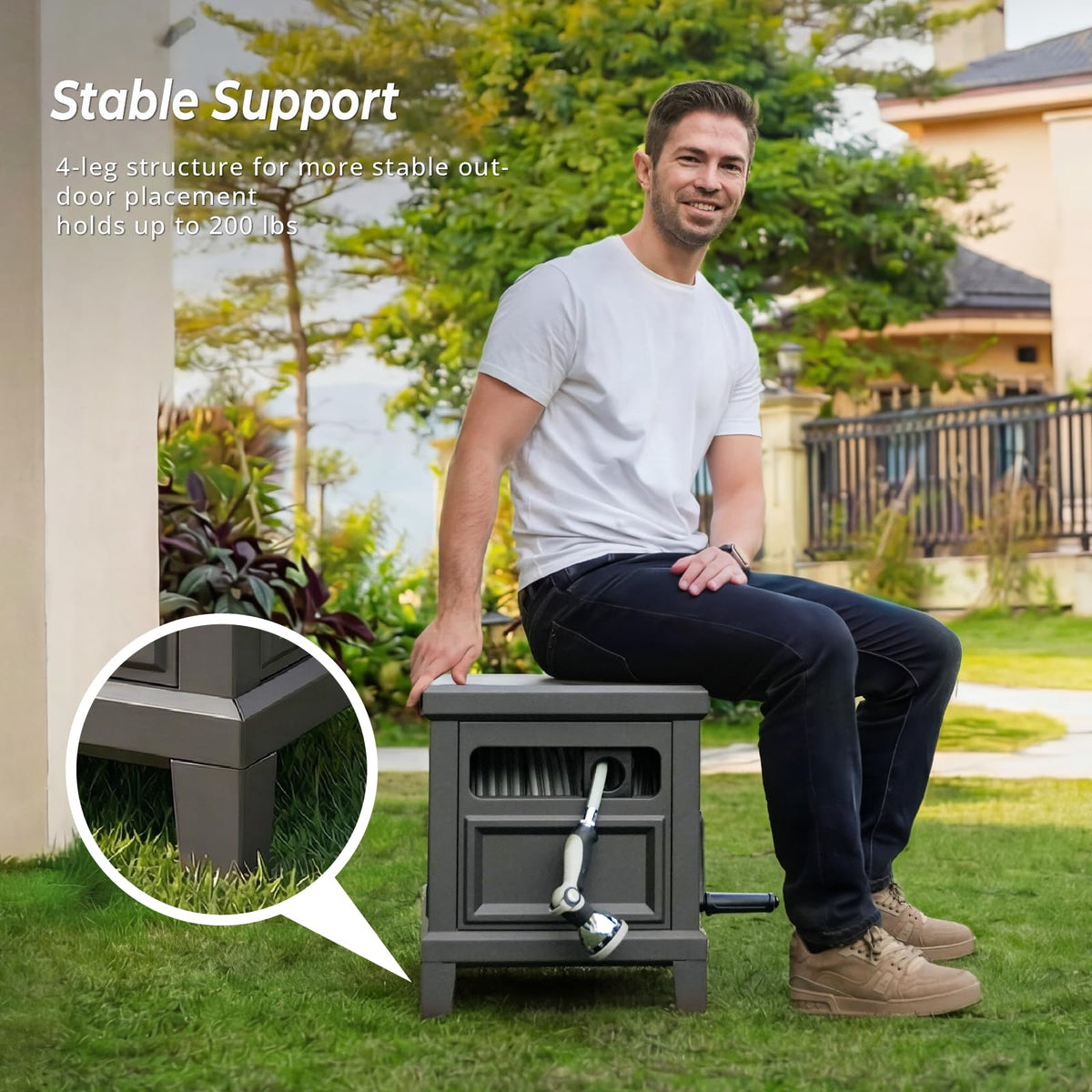 Heavy Duty Steel Garden Hose Reel Deck Box K2998